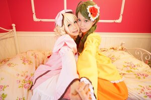 Rating: Safe Score: 0 Tags: 2girls blonde_hair blue_eyes braid chinese_clothes floral_print flower hair_flower hair_ornament holding_hands japanese_clothes kimono lips lipstick makeup multiple_cosplay multiple_girls solo_braid tagme wide_sleeves yuri User: admin