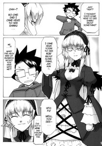 Rating: Safe Score: 0 Tags: 1boy closed_eyes comic doujinshi doujinshi_#119 dress english_text fujimaru_ritsuka_(male) glasses greyscale hairband image lolita_hairband long_hair long_sleeves monochrome multiple multiple_girls shaded_face suigintou User: admin