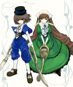 Rating: Safe Score: 0 Tags: 2girls auto_tagged blue_dress brown_hair commentary_request dress frills green_dress green_eyes hat head_scarf heterochromia highres holding image long_hair long_sleeves looking_at_viewer multiple_girls open_mouth pair pantyhose photoshop_(medium) red_eyes rozen_maiden short_hair siblings sisters smile souseiseki suiseiseki taishi_(picchiridou) top_hat twins User: admin
