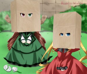 Rating: Safe Score: 0 Tags: 2girls blonde_hair blue_eyes box brown_hair cardboard_box dress drill_hair grass green_dress image in_box in_container long_hair long_sleeves multiple_girls outdoors pair shinku suiseiseki very_long_hair User: admin