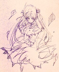 Rating: Safe Score: 0 Tags: 1girl dress image long_hair looking_at_viewer monochrome shinku sketch solo traditional_media User: admin