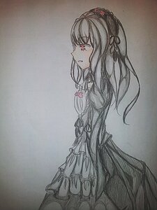 Rating: Safe Score: 0 Tags: 1girl blush dress flower hair_ornament hair_ribbon hairband image long_hair long_sleeves profile red_eyes ribbon solo suigintou traditional_media User: admin