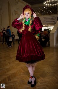 Rating: Safe Score: 0 Tags: adjusting_eyewear blonde_hair blue_eyes dress glasses hat long_hair mary_janes photo realistic shinku socks solo User: admin
