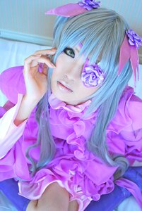 Rating: Safe Score: 0 Tags: 1girl barasuishou blue_eyes blurry depth_of_field eyepatch flower hair_flower hair_ornament lips lipstick long_hair looking_at_viewer makeup solo upper_body User: admin