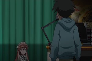 Rating: Safe Score: 0 Tags: 1boy 1girl apron black_hair brown_hair hood hoodie image long_hair long_sleeves maid maid_headdress solo suiseiseki weapon white_apron User: admin