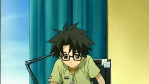 Rating: Safe Score: 0 Tags: 1boy bangs black-framed_eyewear black_hair collared_shirt glasses human indoors looking_at_viewer sakurada_jun screenshot shirt short_sleeves solo spiked_hair upper_body User: admin
