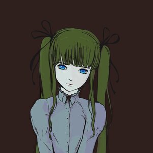 Rating: Safe Score: 0 Tags: 1girl auto_tagged bangs blue_eyes blunt_bangs brown_background choker green_hair hair_ribbon image long_hair looking_at_viewer pale_skin ribbon shinku simple_background solo twintails upper_body white_skin User: admin