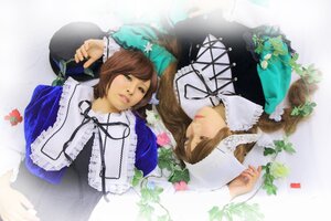 Rating: Safe Score: 0 Tags: 2girls brown_eyes brown_hair dress flower hat lips long_hair long_sleeves multiple_cosplay multiple_girls ribbon short_hair sisters souseiseki suiseiseki tagme twins User: admin