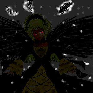 Rating: Safe Score: 0 Tags: 1girl bangs black_wings blonde_hair dress feathered_wings feathers hairband image lolita_hairband long_sleeves looking_at_viewer red_eyes short_hair snow snowing solo suigintou wings User: admin