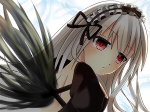 Rating: Safe Score: 0 Tags: 1girl bangs black_dress black_ribbon blush closed_mouth dress eyebrows_visible_through_hair hairband image long_hair long_sleeves looking_at_viewer red_eyes silver_hair sleeves_past_wrists solo suigintou User: admin