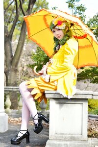 Rating: Safe Score: 0 Tags: 1girl dress flower green_hair hair_flower hair_ornament holding_umbrella kanaria lips outdoors pantyhose parasol red_umbrella sitting solo transparent_umbrella tree umbrella white_legwear User: admin