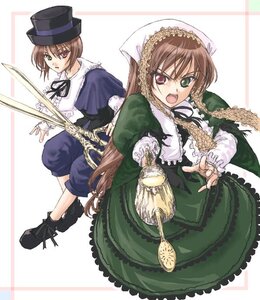 Rating: Safe Score: 0 Tags: 2girls angry brown_hair dress frills green_dress green_eyes haru_(primavera) hat head_scarf heterochromia image long_hair long_sleeves looking_at_viewer multiple_girls open_mouth pair red_eyes rozen_maiden scissors short_hair siblings sisters souseiseki suiseiseki top_hat twins very_long_hair watering_can User: admin