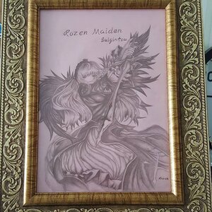 Rating: Safe Score: 0 Tags: 1girl art_nouveau dated frame image long_sleeves mirror monochrome photo solo suigintou traditional_media User: admin
