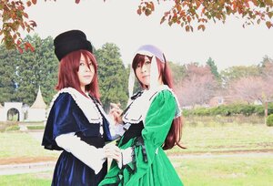 Rating: Safe Score: 0 Tags: 2girls blue_eyes brown_hair dress hat long_hair multiple_cosplay multiple_girls red_hair siblings suiseiseki tagme User: admin
