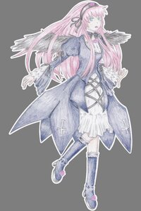 Rating: Safe Score: 0 Tags: 1girl blue_eyes boots dress frills full_body gothic_lolita hairband image lolita_fashion long_hair megurine_luka pink_hair ribbon solo suigintou transparent_background very_long_hair wings User: admin