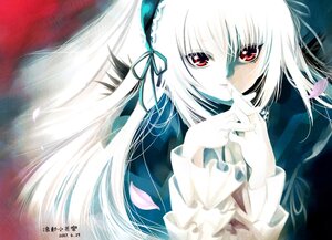 Rating: Safe Score: 0 Tags: 1girl 2007 auto_tagged bangs black_ribbon commentary_request dated dress floating_hair flower frills hairband image long_hair long_sleeves looking_at_viewer petals photoshop_(medium) red_eyes ribbon rose rozen_maiden shoufukucho solo suigintou upper_body white_hair wings User: admin