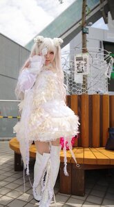 Rating: Safe Score: 0 Tags: 1girl boots dress flower hair_ornament indoors kirakishou long_hair solo standing tile_floor tiles white_dress white_flower white_footwear white_rose User: admin