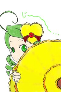 Rating: Safe Score: 0 Tags: 1girl ahoge auto_tagged braid food green_eyes green_hair image kanaria long_sleeves simple_background solo white_background User: admin