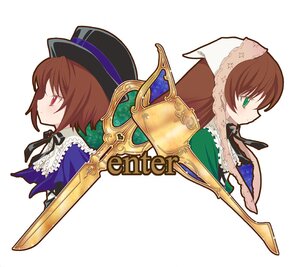 Rating: Safe Score: 0 Tags: 2girls brown_hair dress green_dress green_eyes hat image long_hair long_sleeves multiple_girls pair profile red_eyes ribbon short_hair siblings simple_background sisters souseiseki striped suiseiseki top_hat twins white_background User: admin