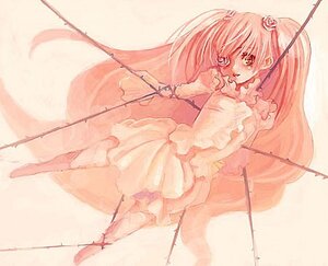 Rating: Safe Score: 0 Tags: 1girl dress frills hair_ornament image kirakishou long_hair long_sleeves monochrome pink_theme solo User: admin
