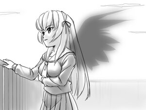 Rating: Safe Score: 0 Tags: 1girl greyscale hair_ribbon image long_hair long_sleeves monochrome pleated_skirt ribbon school_uniform serafuku skirt solo suigintou very_long_hair wings User: admin