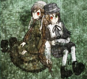 Rating: Safe Score: 0 Tags: 2girls back-to-back black_footwear brown_hair dress hat heterochromia holding_hands image long_hair long_sleeves looking_at_viewer multiple_girls pair red_eyes shoes short_hair siblings sisters sitting souseiseki suiseiseki twins very_long_hair User: admin