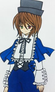 Rating: Safe Score: 0 Tags: 1girl auto_tagged blue_dress brown_hair capelet dress frills green_eyes hat heterochromia image long_sleeves looking_at_viewer red_eyes simple_background solo souseiseki standing top_hat User: admin