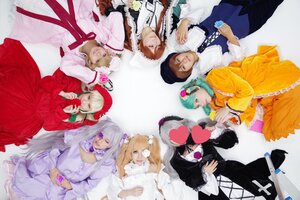 Rating: Safe Score: 0 Tags: 5girls blonde_hair blue_eyes bow brown_hair dress eyepatch flower food frills fruit hair_ornament hat holding_fruit jacket long_hair mini_hat multiple_boys multiple_cosplay multiple_girls necktie one_eye_closed short_hair tagme User: admin