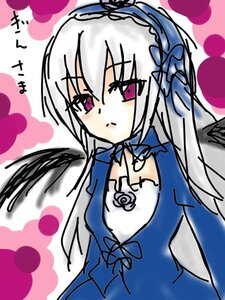 Rating: Safe Score: 0 Tags: 1girl bangs black_ribbon blue_dress detached_collar dress flower frills hairband image lolita_hairband long_hair long_sleeves looking_at_viewer purple_eyes ribbon rose solo suigintou upper_body wings User: admin