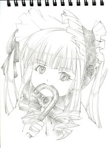 Rating: Safe Score: 0 Tags: 1girl blush bonnet image long_hair monochrome shinku solo white_background User: admin