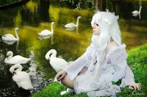 Rating: Safe Score: 0 Tags: 1girl animal bird bird_on_hand bunny dove dress flock flower forest grass kirakishou lips long_hair nature profile sitting solo watermark web_address white_dress white_hair white_theme User: admin