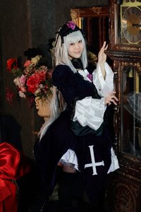 Rating: Safe Score: 0 Tags: 1girl black_dress dress flower frills gothic_lolita hair_ornament instrument lolita_fashion long_hair long_sleeves rose sitting solo suigintou very_long_hair User: admin