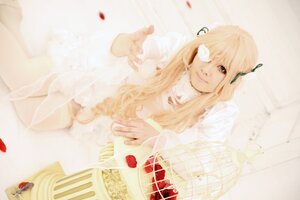 Rating: Safe Score: 0 Tags: 1girl bird birdcage blonde_hair blue_eyes blurry bug cage depth_of_field insect kirakishou lips long_hair petals solo User: admin