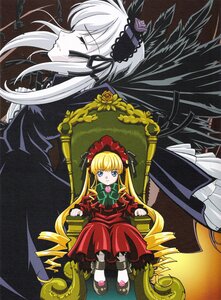 Rating: Safe Score: 0 Tags: 2girls blonde_hair blue_eyes bonnet bow dress frills green_neckwear image long_hair long_sleeves multiple_girls pair red_dress shinku silver_hair suigintou twintails very_long_hair wings User: admin