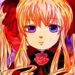 Rating: Safe Score: 0 Tags: 1girl blonde_hair blue_eyes bow bowtie flower image long_hair looking_at_viewer orange_hair pink_rose red_rose rose shinku simple_background solo User: admin