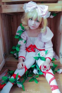 Rating: Safe Score: 0 Tags: 1girl blonde_hair blood dress flower green_eyes hinaichigo lips ribbon sitting solo watermark web_address white_dress User: admin