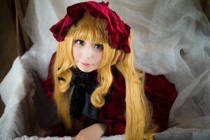 Rating: Safe Score: 0 Tags: 1girl bangs blonde_hair blue_eyes blurry curtains depth_of_field lips long_hair long_sleeves looking_at_viewer shinku solo upper_body User: admin