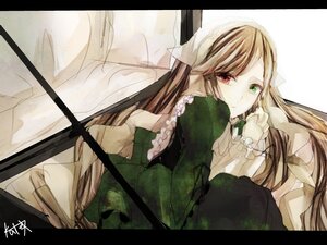 Rating: Safe Score: 0 Tags: 1girl black_border brown_hair dress frills green_dress green_eyes heterochromia image letterboxed long_hair long_sleeves looking_at_viewer pillarboxed red_eyes solo suiseiseki very_long_hair User: admin