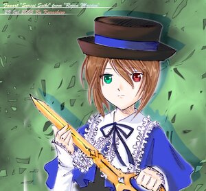 Rating: Safe Score: 0 Tags: 1girl black_ribbon blue_dress brown_hair confetti dress frills green_eyes hat heterochromia holding image leaf long_sleeves looking_at_viewer red_eyes ribbon short_hair solo souseiseki suiseiseki top_hat upper_body User: admin