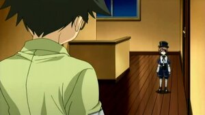 Rating: Safe Score: 0 Tags: 1boy 1girl brown_hair hat image indoors long_sleeves shirt short_hair skirt solo souseiseki standing white_shirt User: admin