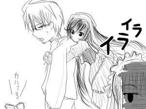Rating: Safe Score: 0 Tags: 1boy 1girl blush dress frills glasses greyscale image long_hair long_sleeves monochrome morichika_rinnosuke solo suiseiseki sweatdrop very_long_hair User: admin