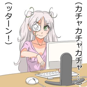 Rating: Safe Score: 0 Tags: 1girl ahoge cup green_eyes image kirakishou long_hair looking_at_viewer pink_shirt smile solo User: admin