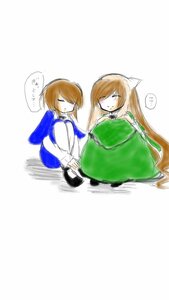 Rating: Safe Score: 0 Tags: animal_ears blush brown_hair closed_eyes dress image long_hair multiple_girls pair short_hair siblings smile souseiseki suiseiseki tail User: admin