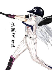 Rating: Safe Score: 0 Tags: 1girl baseball_bat baseball_uniform black_gloves gloves hat image long_hair looking_at_viewer pinstripe_pattern smile solo sportswear striped striped_pants striped_shirt suigintou vertical_stripes weapon white_hair wings User: admin