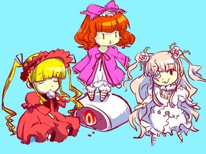 Rating: Safe Score: 0 Tags: 3girls blonde_hair bow chibi cup dress flower food frills hair_ornament hat image long_hair multiple multiple_girls orange_hair pink_bow rose tagme tea teacup User: admin