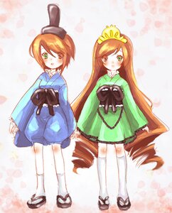 Rating: Safe Score: 0 Tags: 2girls adapted_costume blush brown_hair crossdressing dress drill_hair full_body gem geta green_dress green_eyes hat heterochromia image japanese_clothes kimono long_hair long_sleeves looking_at_viewer mizunomoto multiple_girls obi pair red_eyes rozen_maiden sash short_hair siblings sisters souseiseki standing suiseiseki tabi thighhighs tiara top_hat twins very_long_hair white_legwear wide_sleeves zettai_ryouiki User: admin