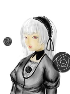 Rating: Safe Score: 0 Tags: 1girl choker doll_joints dress flower hairband image lolita_fashion long_hair red_eyes rose simple_background solo spoken_squiggle squiggle striped suigintou upper_body white_background User: admin