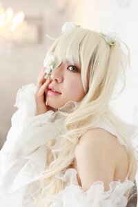 Rating: Safe Score: 0 Tags: 1girl bare_shoulders dress hair_ornament kirakishou lips long_hair nose parted_lips realistic solo white_dress white_hair User: admin