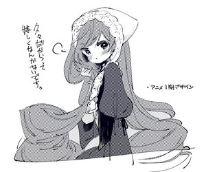 Rating: Safe Score: 0 Tags: 1girl bangs blush closed_mouth dress eyebrows_visible_through_hair greyscale halftone halftone_background image long_sleeves looking_at_viewer monochrome polka_dot polka_dot_background polka_dot_dress pout solo suiseiseki unmoving_pattern User: admin