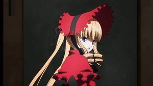 Rating: Safe Score: 0 Tags: 1girl blonde_hair blue_eyes bonnet bow dress image long_hair long_sleeves looking_at_viewer open_mouth red_dress shinku solo twintails User: admin